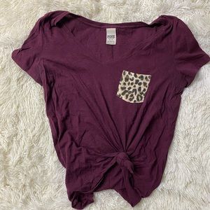 PINK pocket tee with cheetah detail
